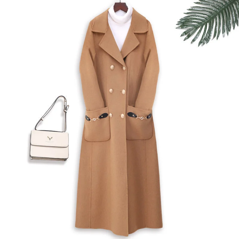 Women Mid-length Wool Woolen Jacket 2022 Autumn Winter Double-Sided Woolen Solid Color Versatile Loose Clearance Treatment Coat