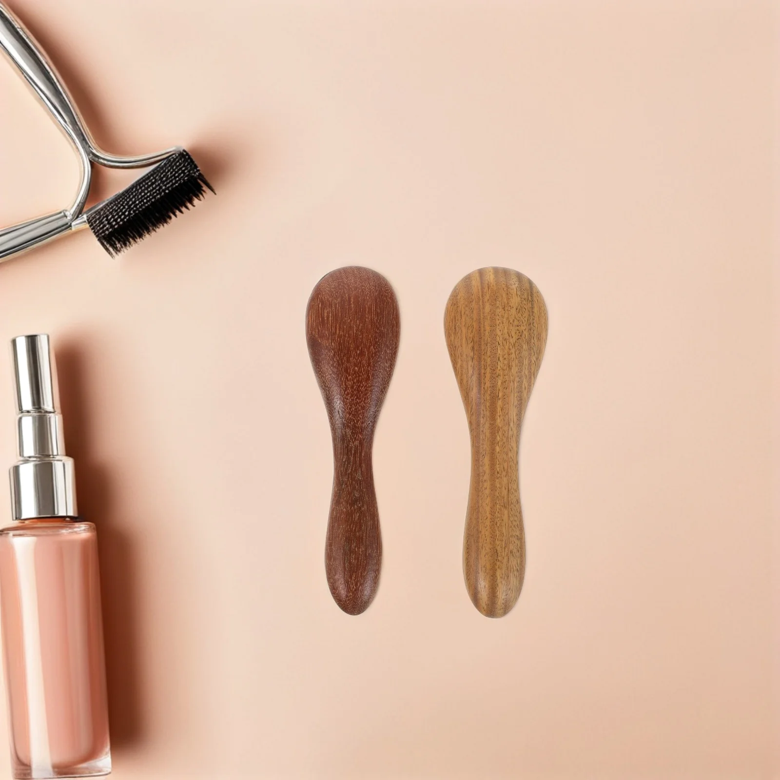 ไม้กัวซาหน้าไม้จันทน์หอมสีเขียวทอง 2 ชิ้น ดีไซน์ตามหลักสรีรศาสตร์ สำหรับทาหน้ากากและนวดผ่อนคลาย