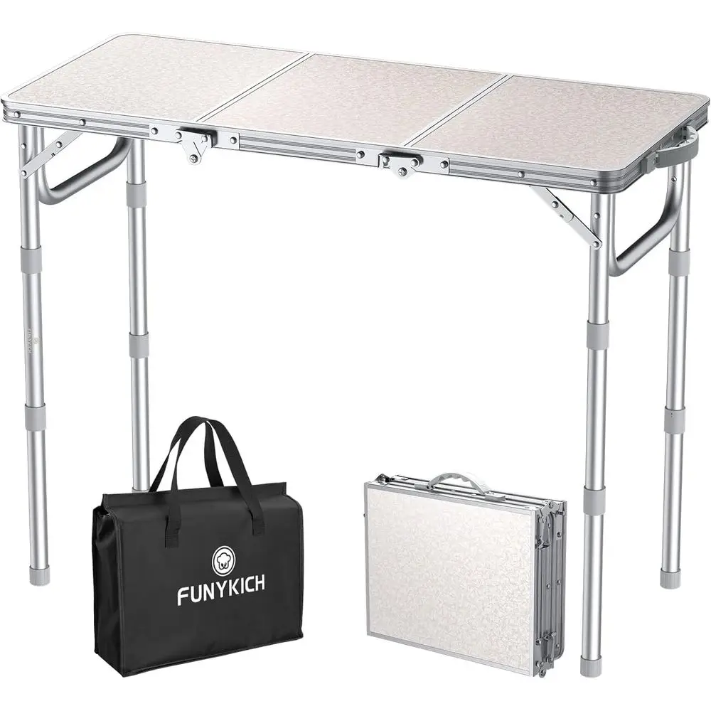 

Portable Folding Table with Adjustable Height, 34.2 L x 15.7 W, Lightweight Outdoor Picnic Table for Camping, Dining, Beach
