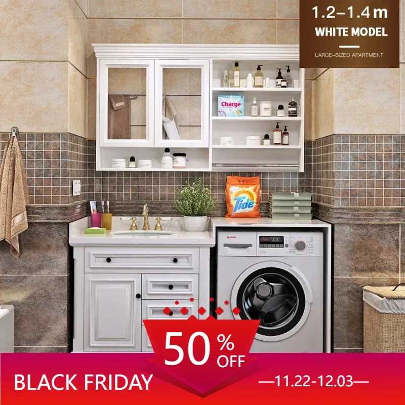 Marble Bathroom Cabinet Washing Machine Cabinet Integrated Modern Luxury Balcony Washing Machine Kast Companion Home Furniture