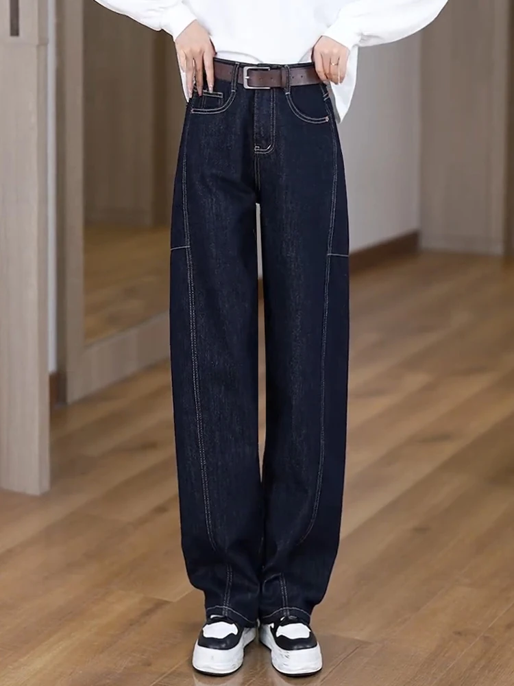 

Свободные джинсы с высокой талией и широкими штанинами для женщин, весна-осень, новый стиль, удобные, стройнящие, повседневные, в стиле кэжуал, джинсовые брюки