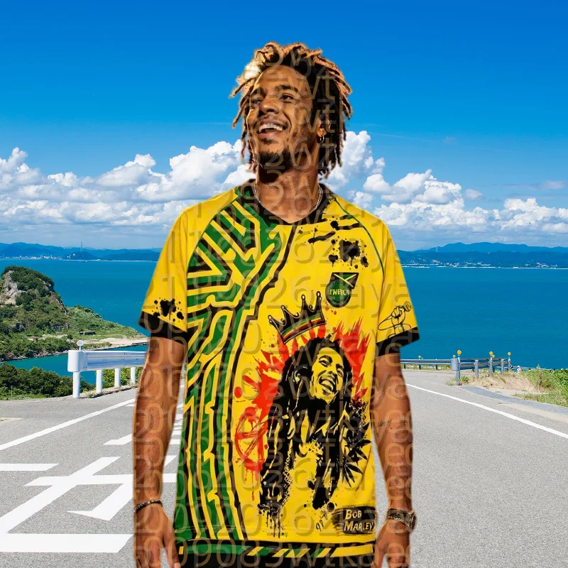 3D Printed Jamaica Fan Customized Parent-child Football Summer and Autumn Men's and Women's Casual Quick Drying Football T-shirt
