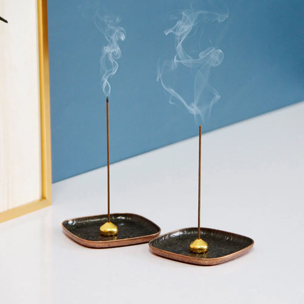 

Mini Incense Stick Burner Square Holder Copper Tray Home Supplies Metal Art Craft Bedroom Office Sauna