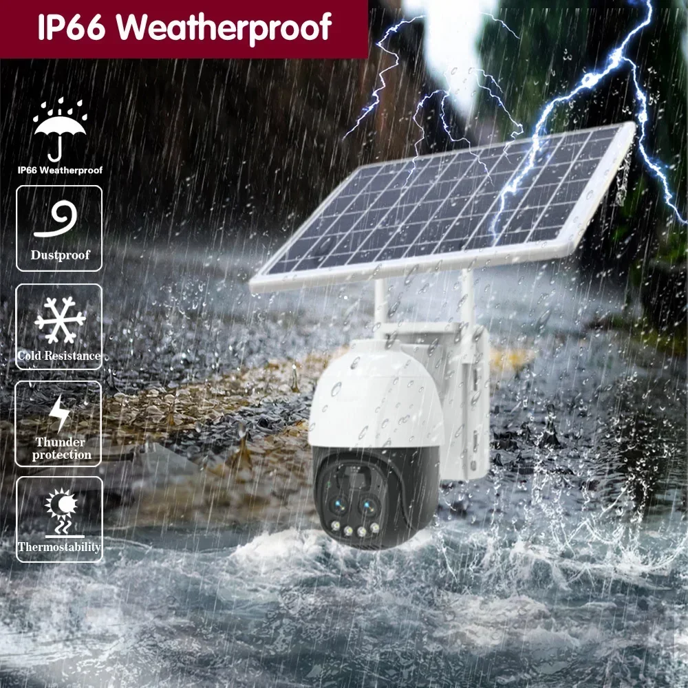 Dual Lens 10X Zoom 4K PTZ  Security Solar 4g Camera 2 Way Audio PIR Detection Outdoor CCTV Surveillance Wireless IP Camera 8MP