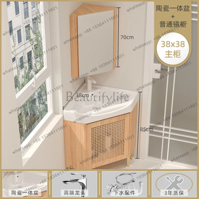 شقة صغيرة خزانة حمام الثلاثي حوض غسيل خزانة زاوية من الأرض إلى السقف السيراميك المتكامل