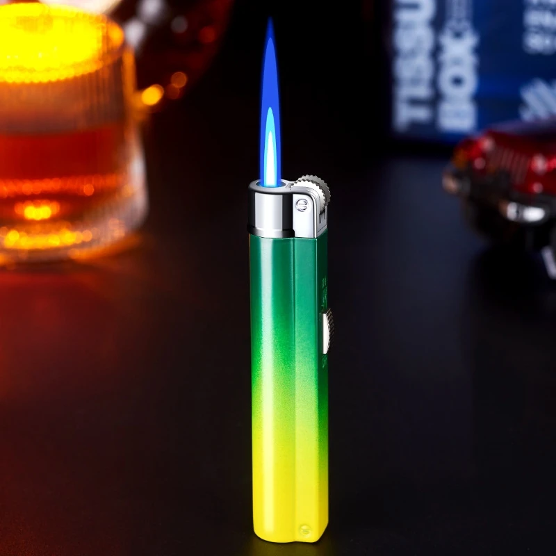 Unusual Gradient Metal Windproof Jet Flame Gas Lighter Lock Fire Flint Mini Personality Creative Lighters Smoking Gifts for Girl