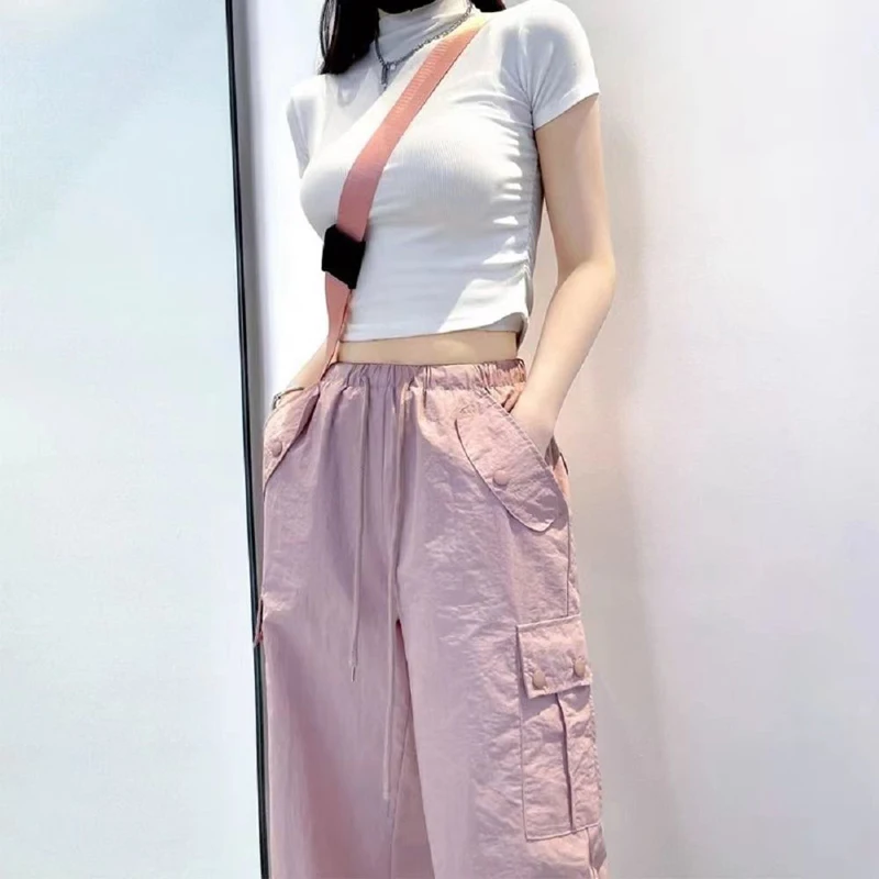 Cargohose für Damen, Streetwear, Sommer, Polyester, Mesh, belüftet, luftig, leicht, kühlend, schnell trocknend, atmungsaktiv, ausgehöhlt, Übergröße