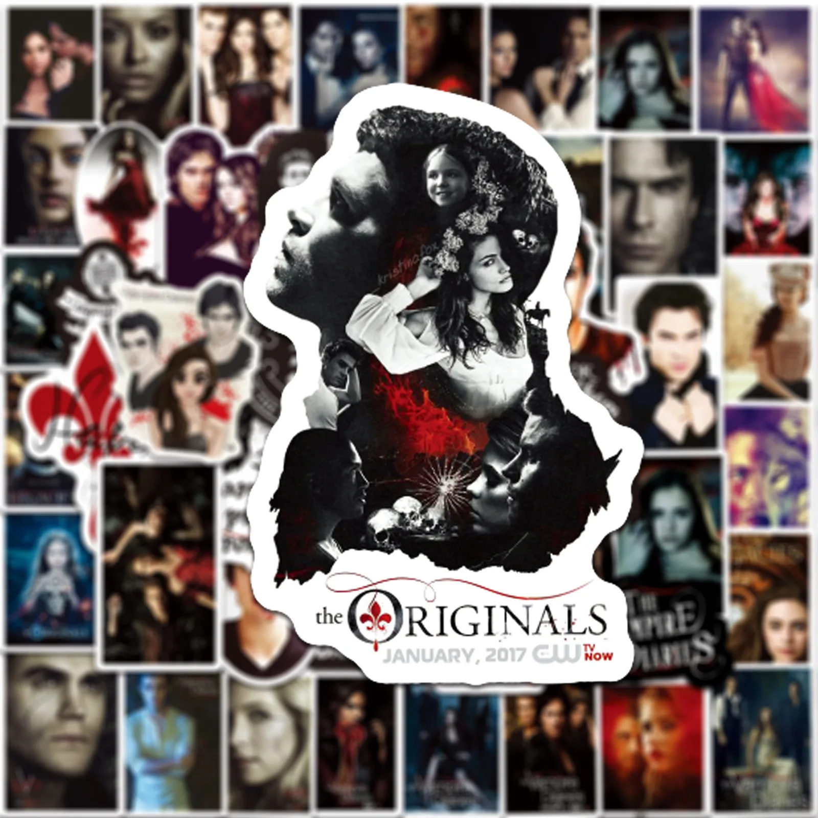 50PCS TV Show The Vampire Diaries Stickers Blood Decals Decoration Suitcase Skateboard Guitar Laptop Cup Stationery Sticker Gift