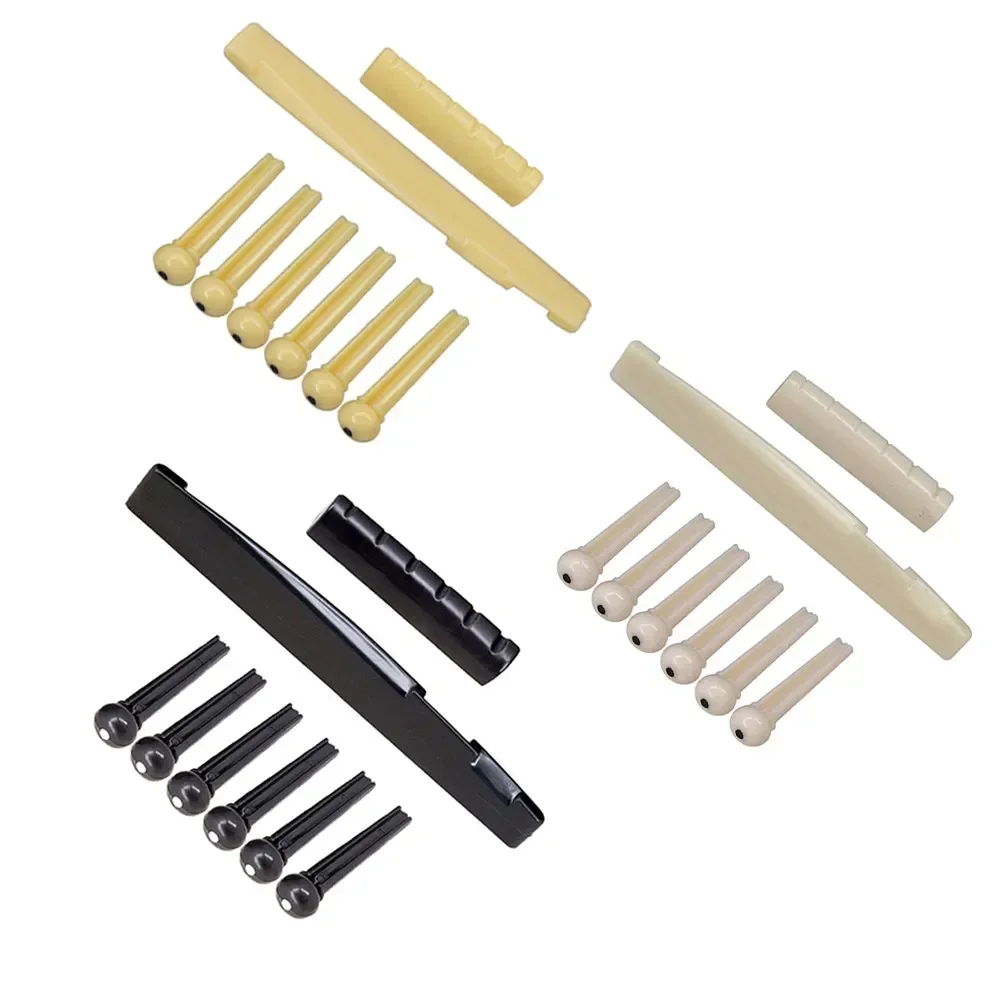 6-String Guitar Nut Saddle Bridge Pins Set Portable Guitarra Nail Peg Kits For Acoustic Guitars Musical Instrument Accessories