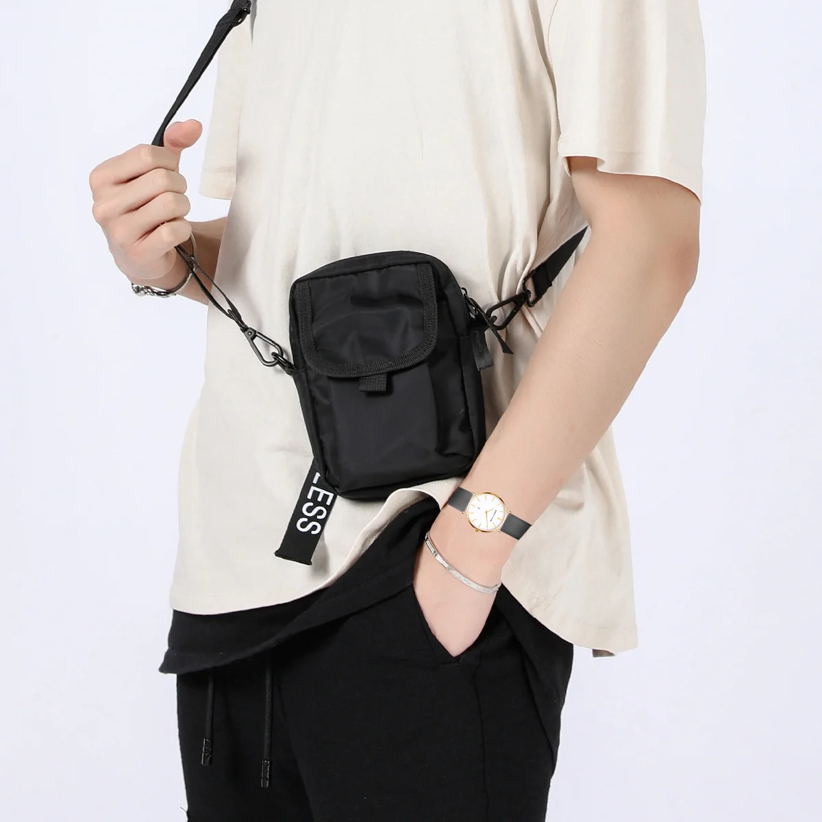 

Ultrathin Watch Strap Black 18mm Durable Cattlehide Band Adjustable Tabby Classic Quick Release