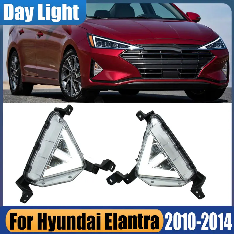 

For Hyundai Elantra 2019 2020 1 Set DRL LED Daytime Running Lights Daylight Fog Lamp With Yellow Turn signal Light Style Relay