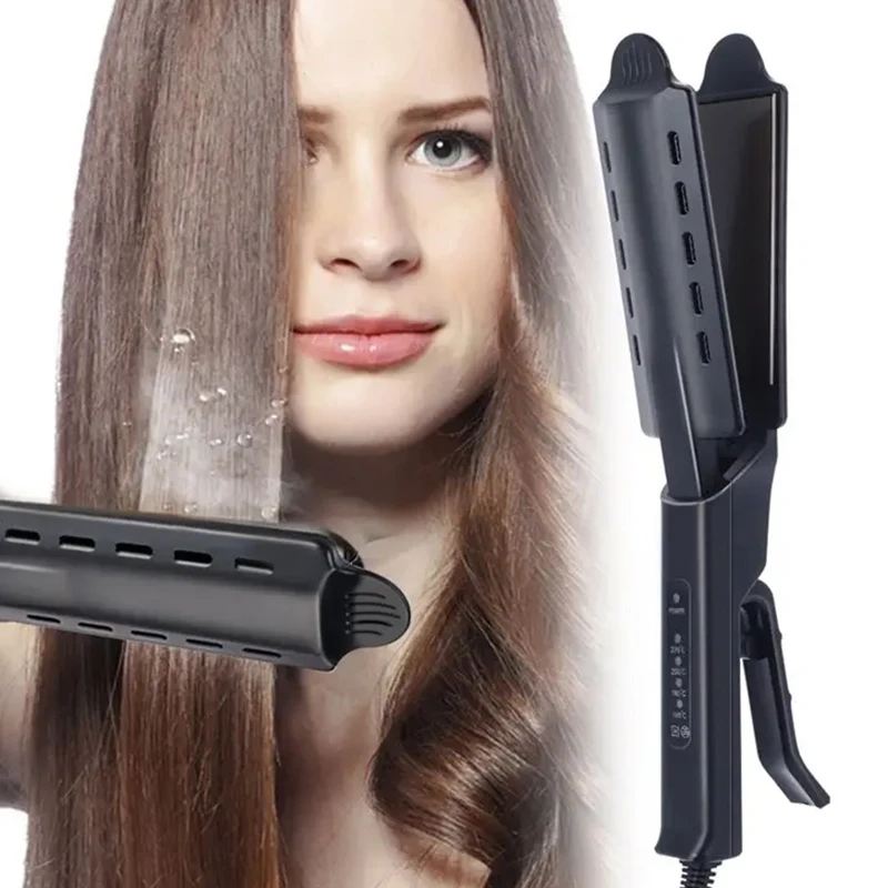 

Professional Ionic Flat Iron Adjustable Temperature Hot Comb Straightener Wide Ceramic Plate Electric Steam Hair Straightener