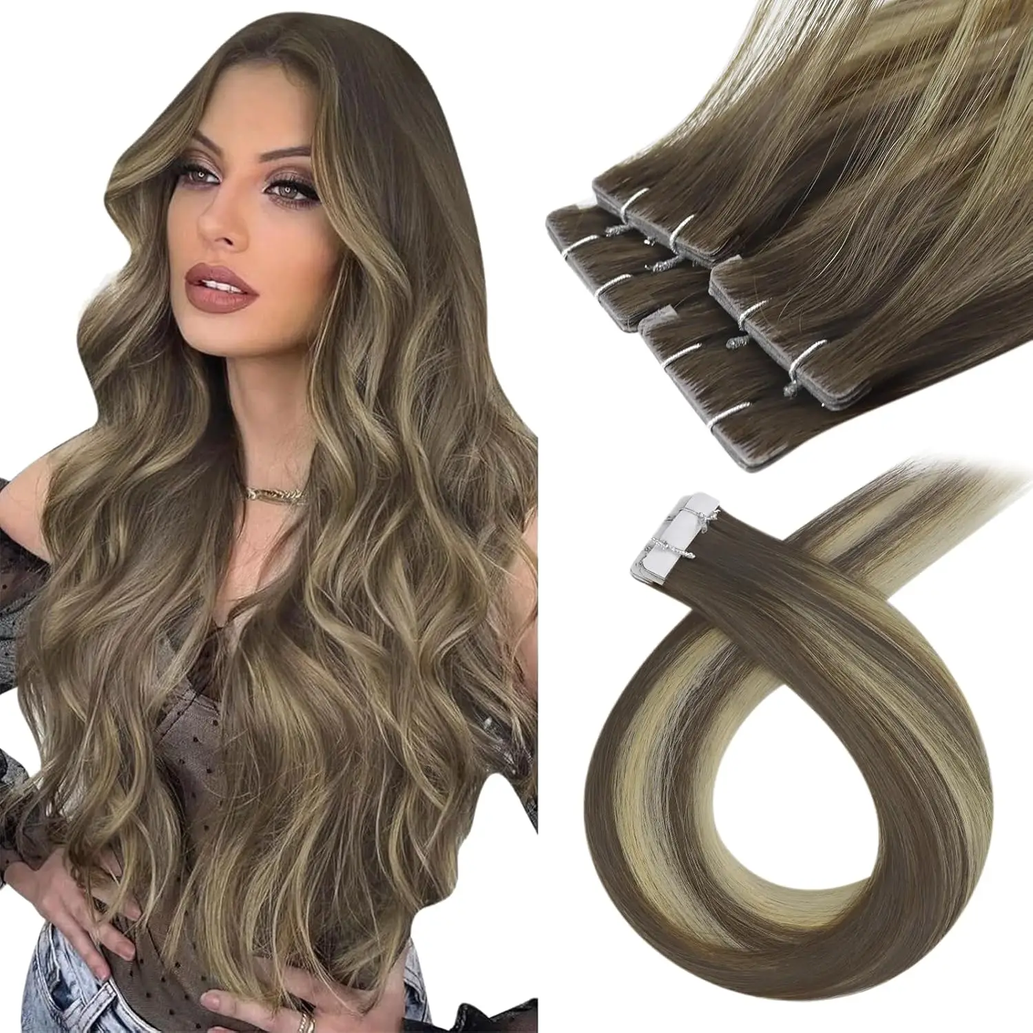 

VeSunnyTape in Hair Extensions Injection Virgin Hair Dark Brown Piano Color Hair Premium Invisible Extensions Real Human Hair