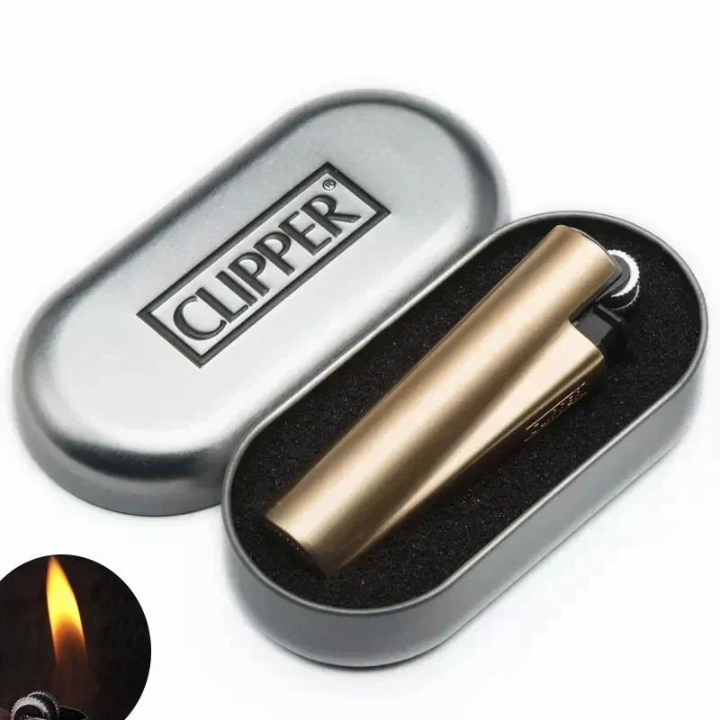 Nieuwe Clipper Spades Een Draagbare Slijpschijf Flint Opblaasbare Aansteker Metalen Vuurloze Butaangas Jet Aansteker met Geschenkdoos