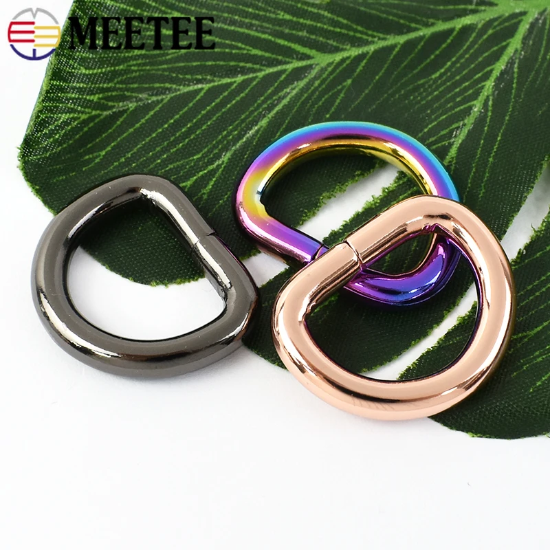 10Pcs Meetee 13-50mm Metal D Rings Gold Connection Ring Bag Hardware Shoes Garment Sewing Handbag Strap Connector Buckle Hook