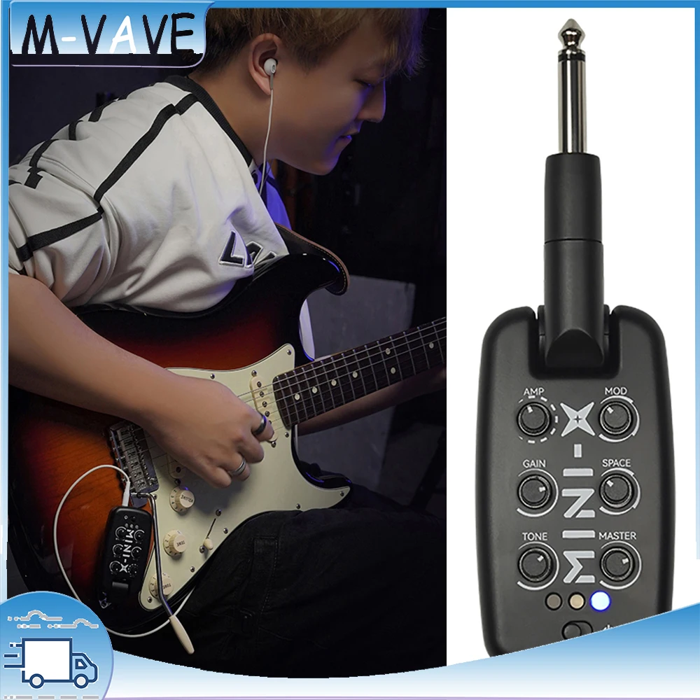 

M-VAVE MINI-X Headphone Amplifier Guitar Bass Effects Rechargeable Portable Amp Built-in 9 Different Amplifier Tones Guitar Part
