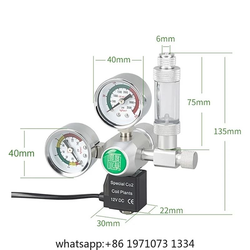 Aquarium CO2 Regulator Solenoid DIY Bubble Counter Control System Reaction Double Gauge Fish Tank CO2 Pressure Reducing Valve