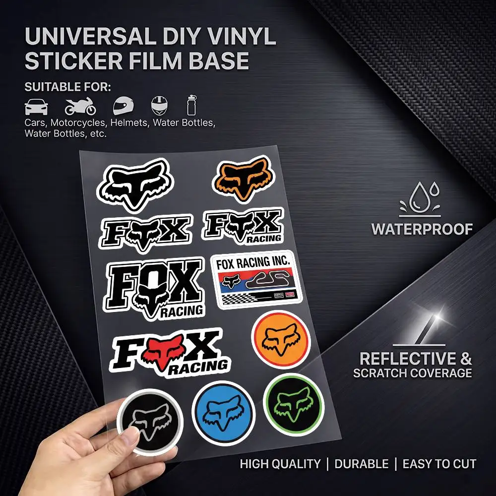 F-FoxRacing-g Waterproof Reflective Scratch Cover Sticker Universal Decor Decal For Car Motorcycle Helmet Refrigerator