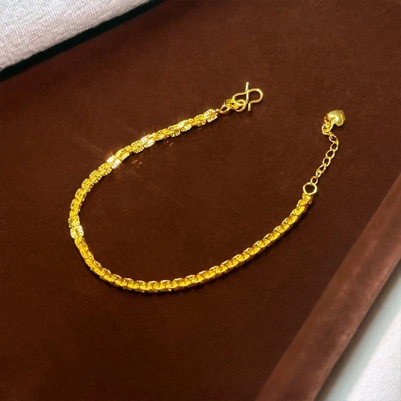 تألق K18 الذهب اللون الصليب سيارة زهرة قلادة سوار للنساء عاشق عيد الحب عيد ميلاد الإسورة مجوهرات هدايا