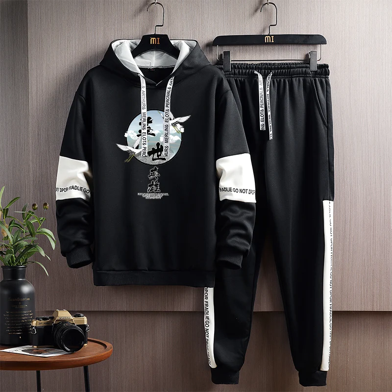 

Hooded Thiened Fce Autumn Winter Sportswear Set for Teens And Students Casual Sli Sweatirt Pants Outfit Polyester ...