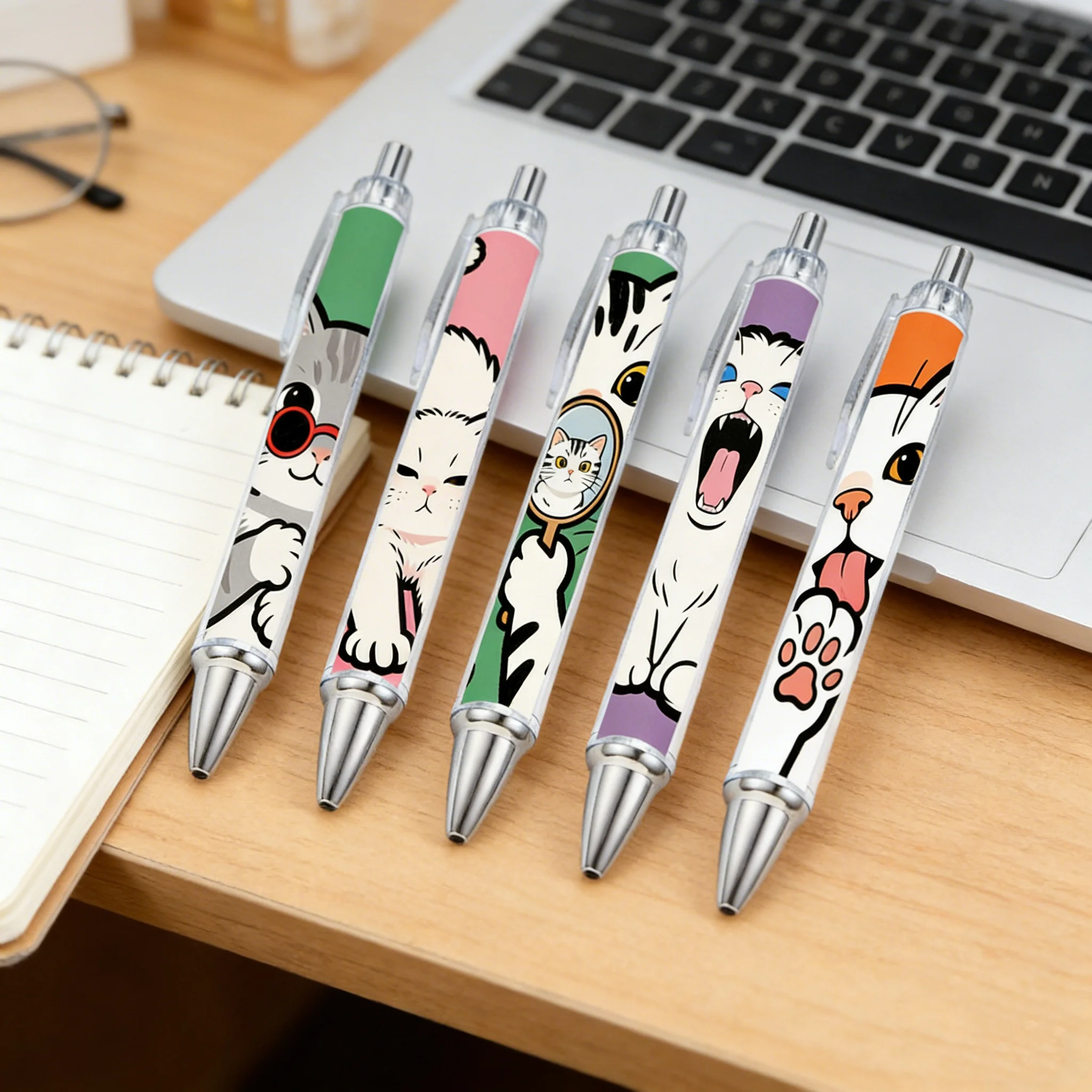 5 pieces of pet cat-themed pattern toilet paper pens, event gifts, ballpoint pens, stationery, office ballpoint pens