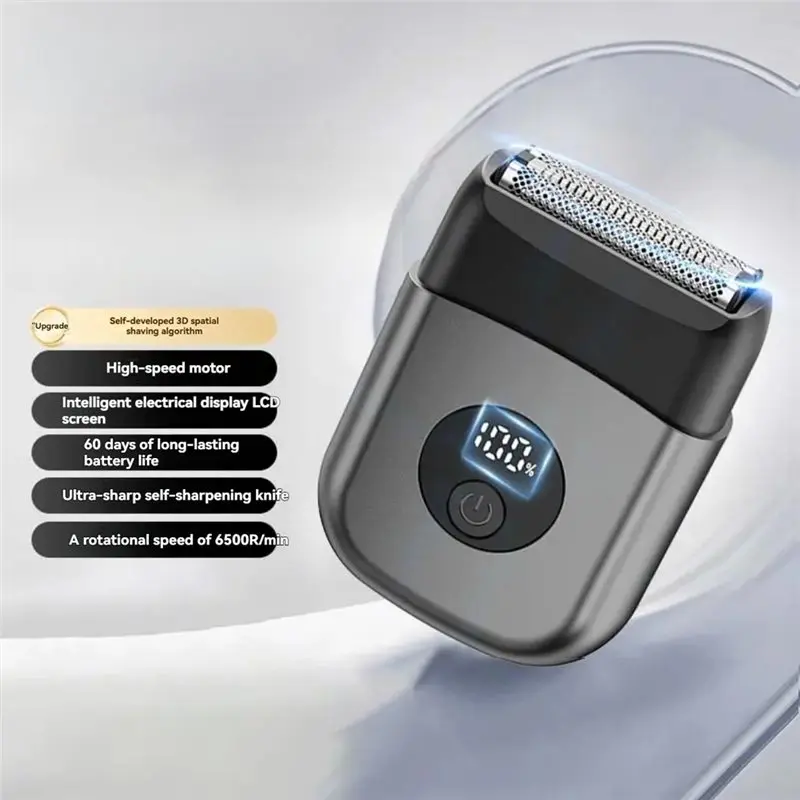 A84G-For Men Electric Foil Shaver Rechargeable LED Display Portable Travel Razor Face Shave Beard Trimmer
