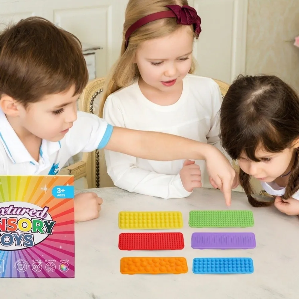 Silikon Sensorisches Zappelspielzeug Strukturierter Streifen Fingerspitze Sensorisches Saugnapfspielzeug Halten Sie die Hände Beschäftigt Buntes Zappel-Stressspielzeug