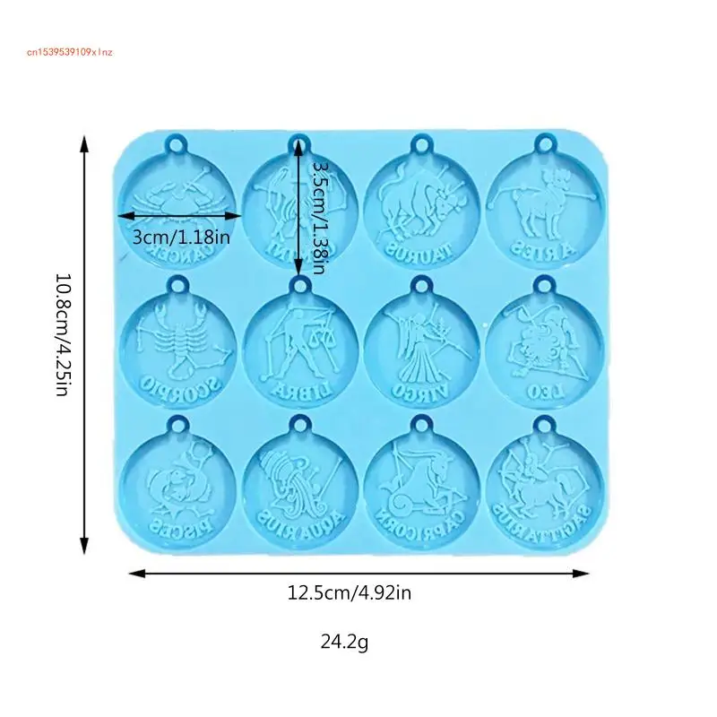 Doze Constelações Molde Silicone Faça Você Mesmo Brincos Pingente Etiqueta Chaveiro Fabricação