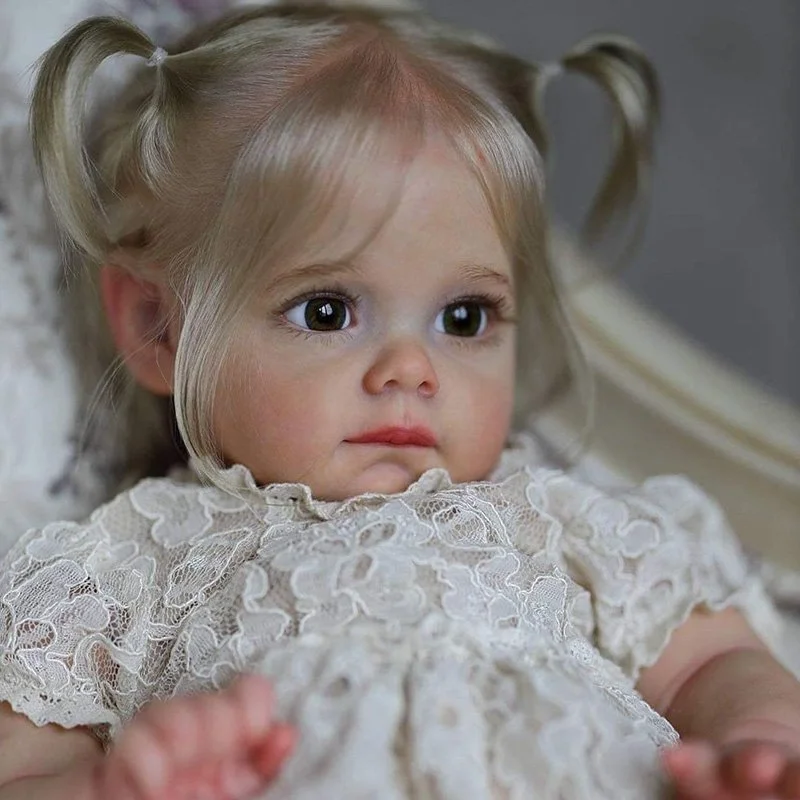 22 Zoll lebensechte Mädchen-Reborn-Puppe mit weichem Vinylkörper und möglicherweise Gliedmaßen, realistische Babypuppe W-2142