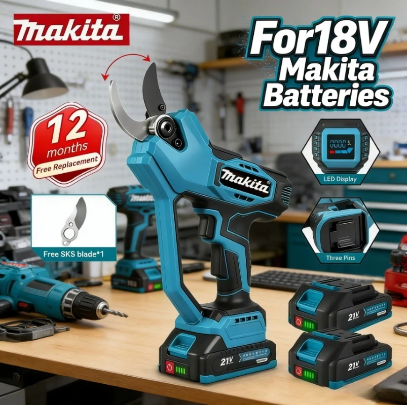 

Аккумуляторные бесщеточные электрические секаторы Makita с 2 скоростями для обрезки деревьев и бонсай, совместимые с аккумуляторами Makita