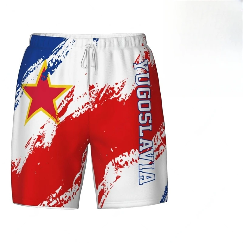 Fashion Yugoslavia Flag Beach Shorts Summer Casual Men Women 3D National Emblem Printed Short Pants Loose Quick Dry Swim Trunks