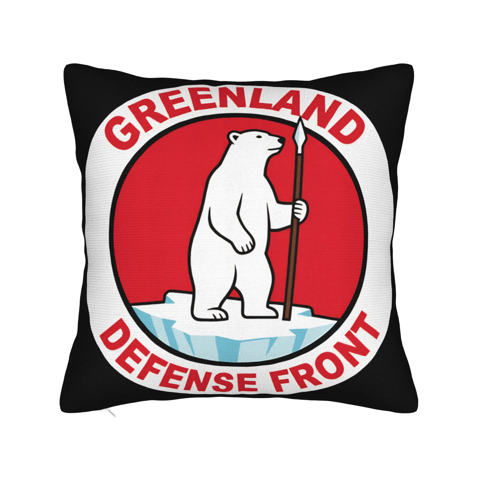 Greenland Deffnse Front Bear Logo Pillow Cover  Retro Trendy Pillow Case For Sofa Bedroom Home Decor Soft Pillowcases Gift Idea