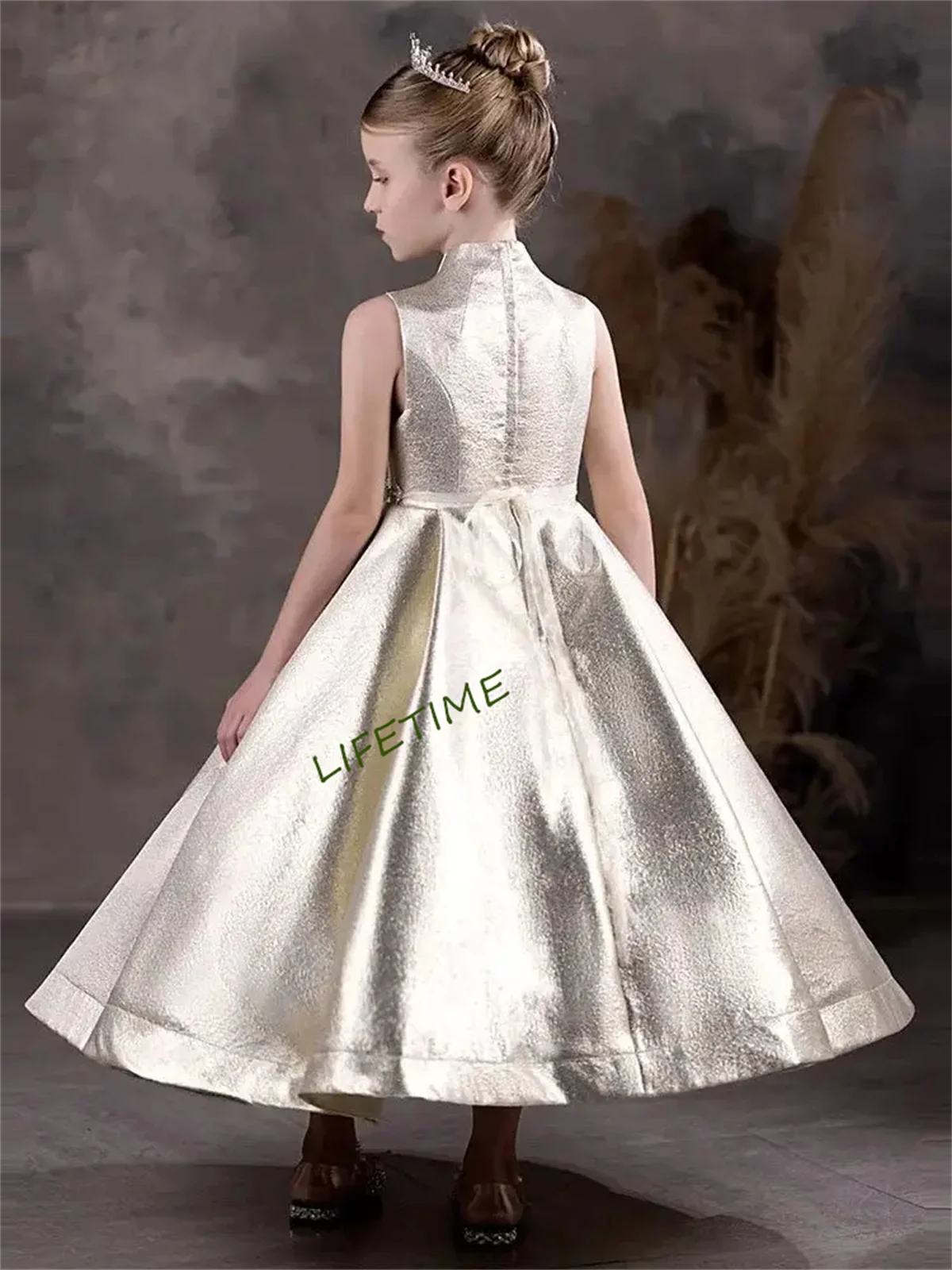 

Элегантные платья цвета шампанского для девочек по индивидуальному заказу, вечернее платье принцессы с бусинами для детей, детское шоу на день рождения, свадьбу