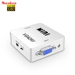 Konwerter wideo 1080P Mini konwerter wideo VGA na RCA AV z 3.5mm Audio VGA2AV / CVBS + konwerter HDTV Audio na PC