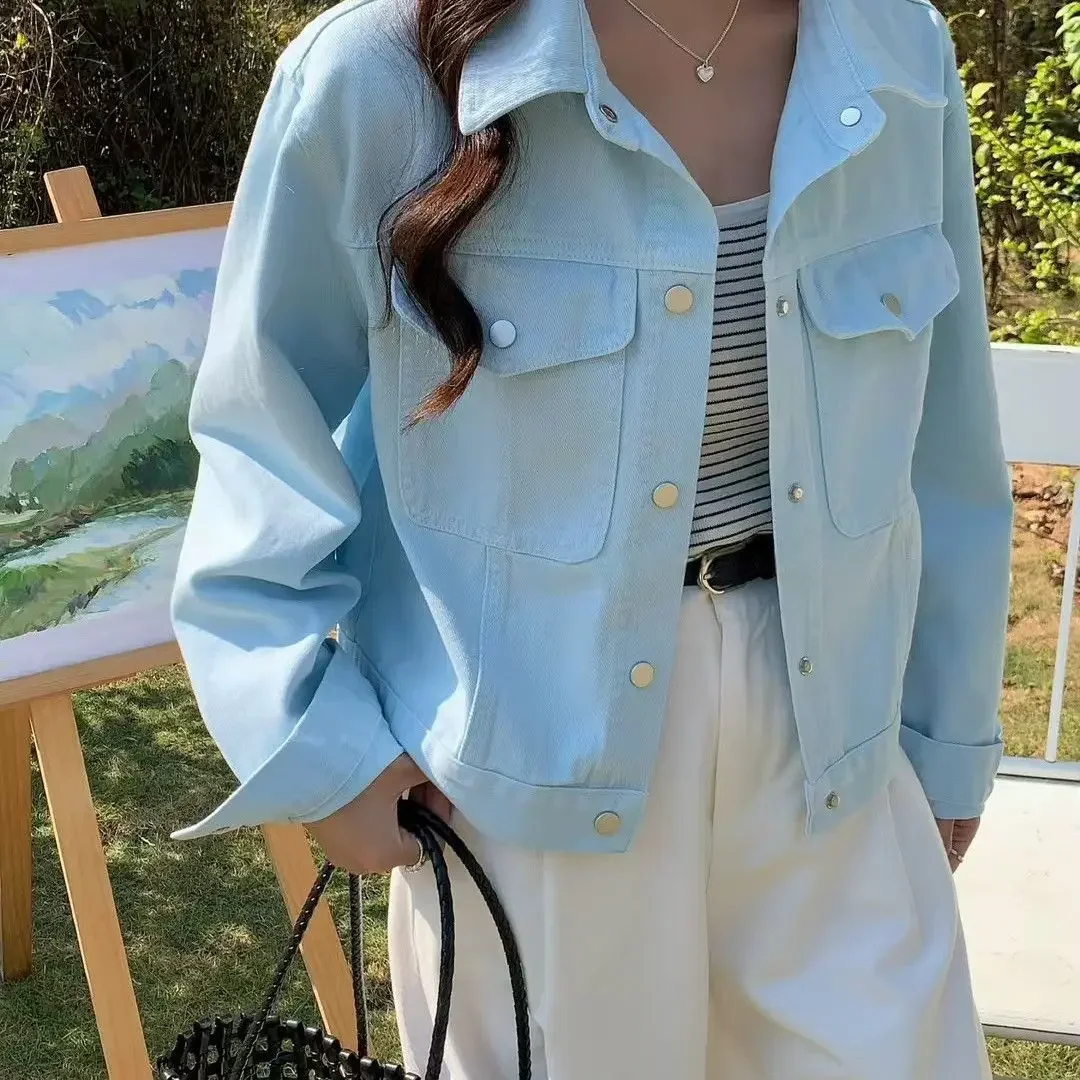 

Corduroy Jackets Coat Women French European Style High-End Fashion Outerwear Button Front Pocket Pure Simple Basic Ladies Long