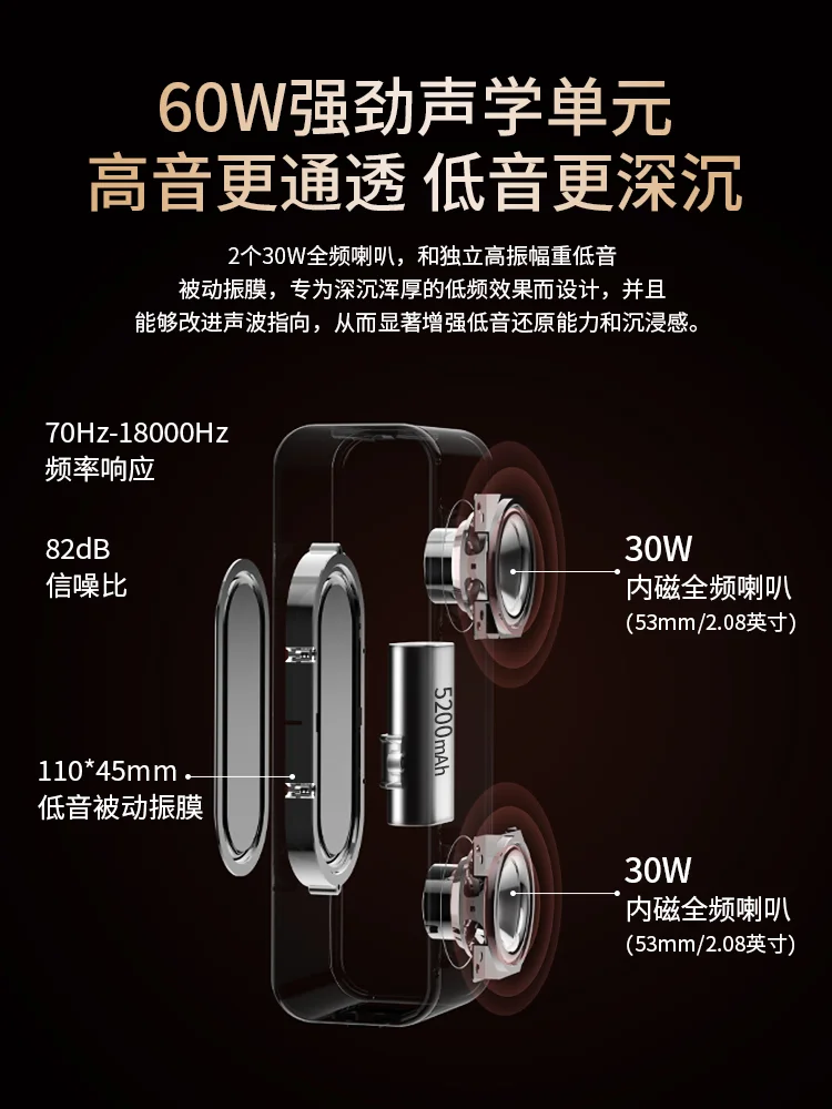 Portable Wireless Bluetooth Speaker Hi‑Fi Sound Subwoofer High Volume Outdoor Mini Stereo Audio Player For Travel Camping