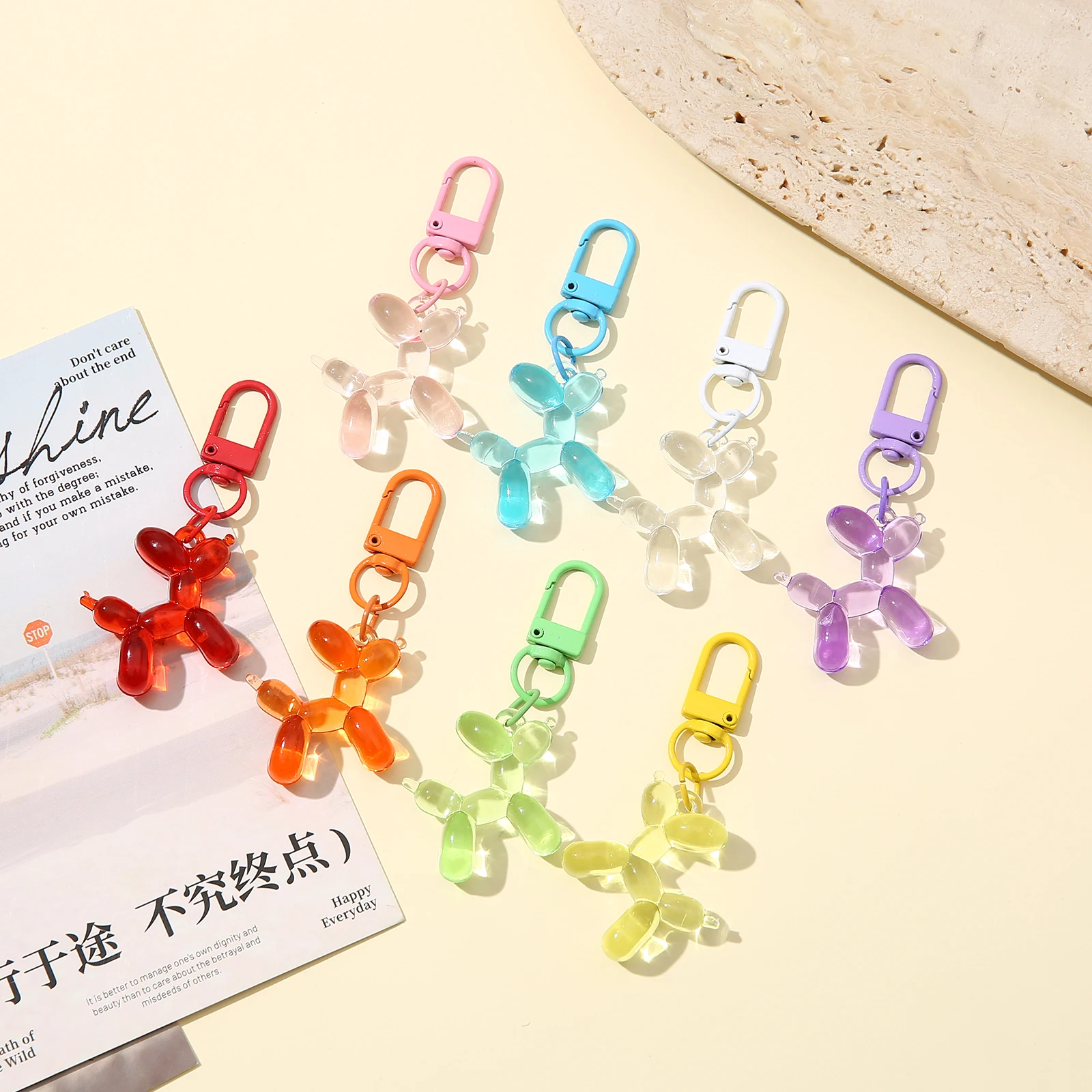 1/2/5/10/20/50 pcs Multicolor Transparent Acrylic Puppy Keyring, Color Matching Carabiner Clip Bag Ornament for Girls Women