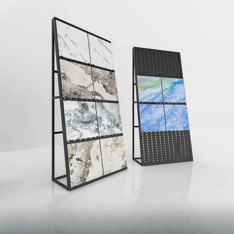 Modern Eco-Friendly Lightweight for Floor Standing Metal Tile Display Rack for Ceramic and Marble Stone Tiles