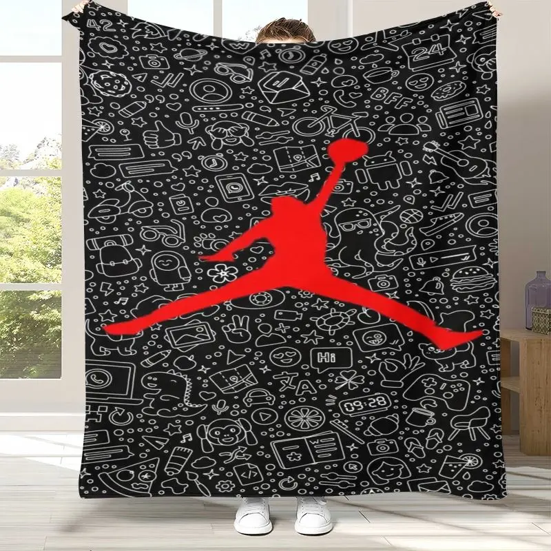 Basketball Sign J-Jordan Printed Flannel Throw Blanket,Cozy Warm Blanket for Bed,Sofa,Living Room,Picnic,Camping,Home Decor,Gift