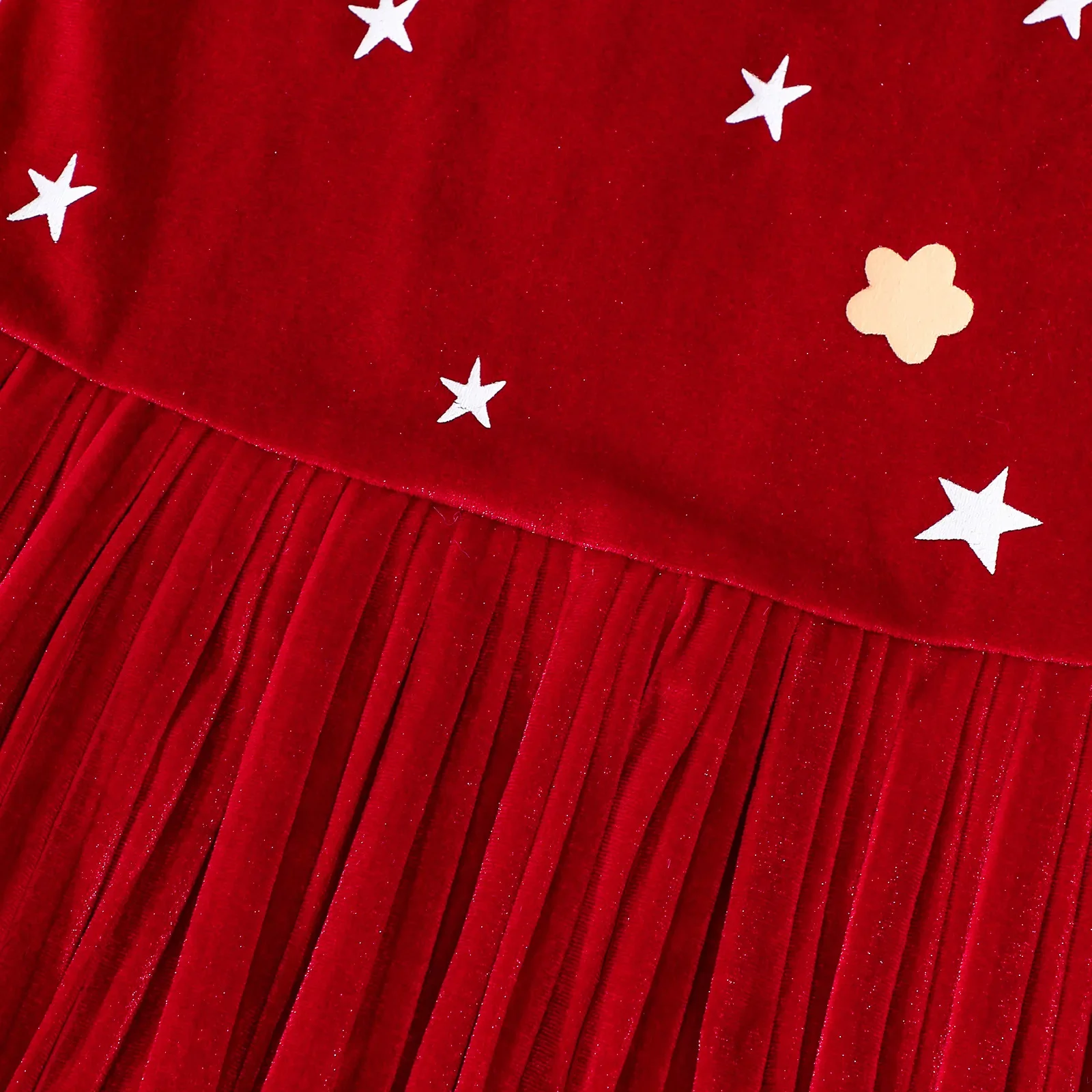 فستان مخملي جديد للفتيات لعيد الميلاد مطبوع عليه زهور على شكل نجمة بدون أكمام فستان سترة مطوي وقبعة سانتا للفتيات من سن 1 إلى 6 سنوات #6
