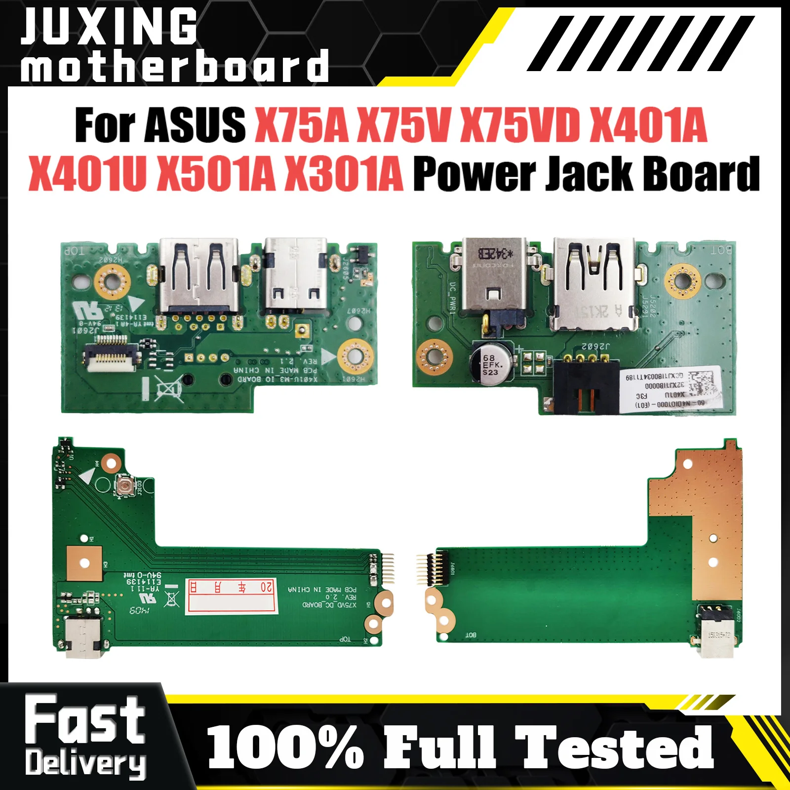 For Asus X75A X75V X75VD X401A X401U X501A X301A DC Power Jack Board 60-NC0DC1000 100% Working Fast Ship