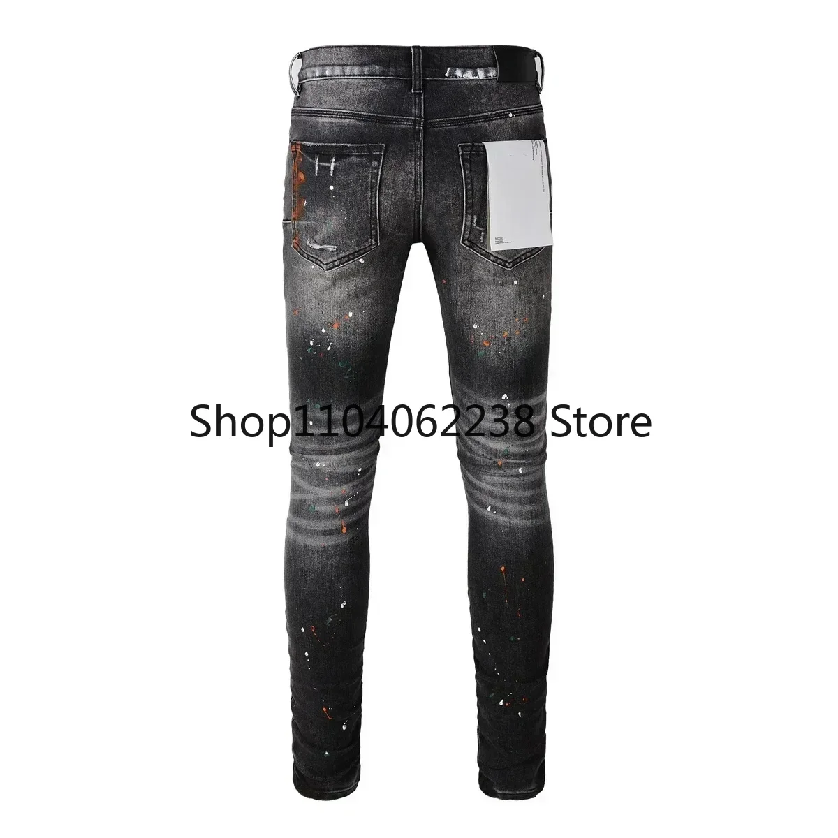 Quality Purples men jeans Fashion brands American Streetwear Black gray Repair Low Rise Skinny Denim pants 28-40 size