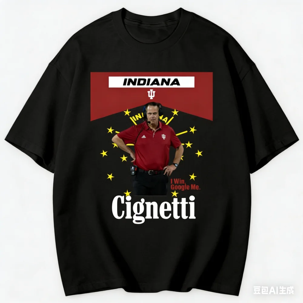 Camisetas divertidas I Win Googele Me Cignettti, ropa de Indiana para hombres, juego de fútbol Hoosiers, Camiseta de algodón para mujeres, camisetas de manga corta con cuello redondo