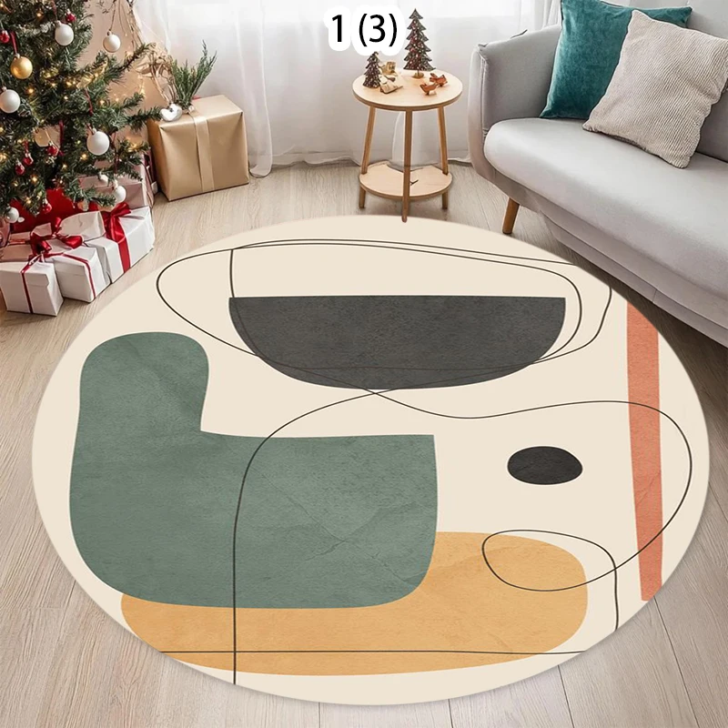 Modern Style Rugs for Bedroom Minimalist Living Room Decoration Round Anti-slip Carpet Soft Bedside Floor Mat Washable Study Rug