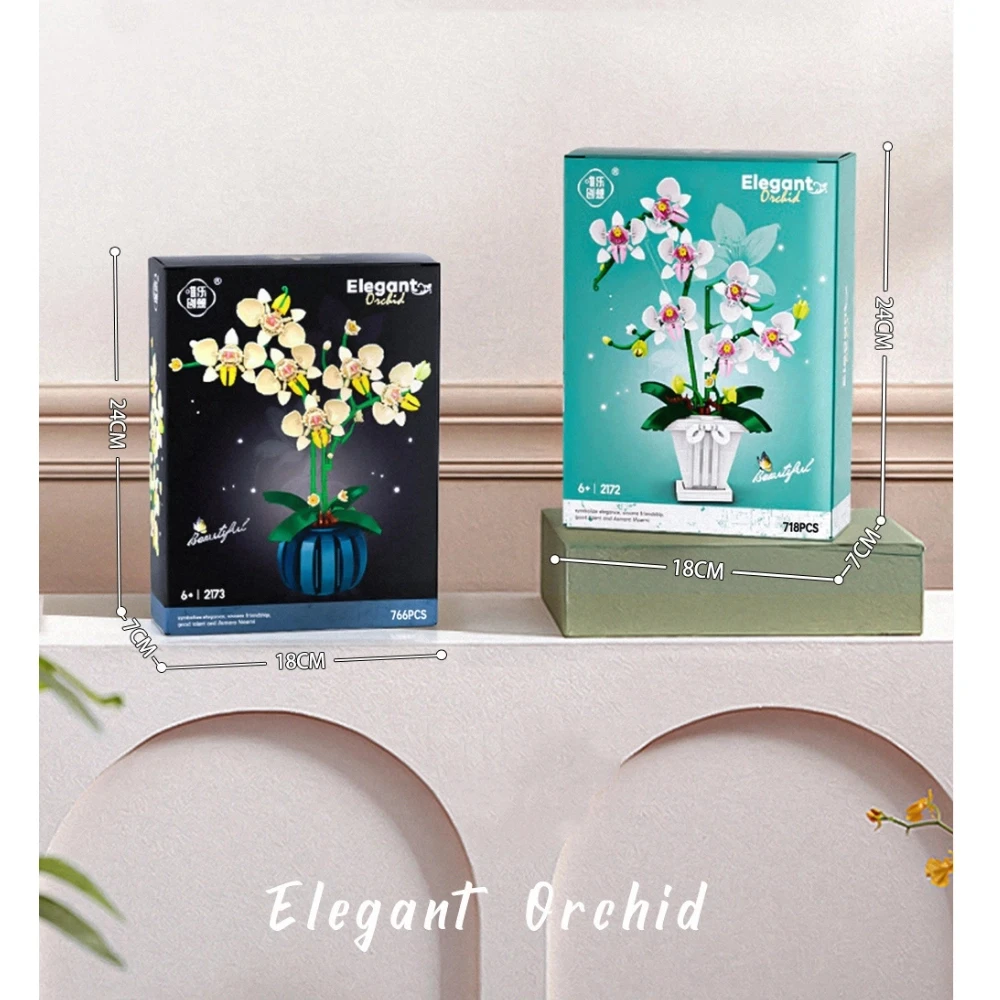 Bloques de construcción de plantas en macetas de orquídeas MOC, simulación creativa de flores, amigos, bloques de modelismo, decoración de casa, juguetes para niños, regalo DIY
