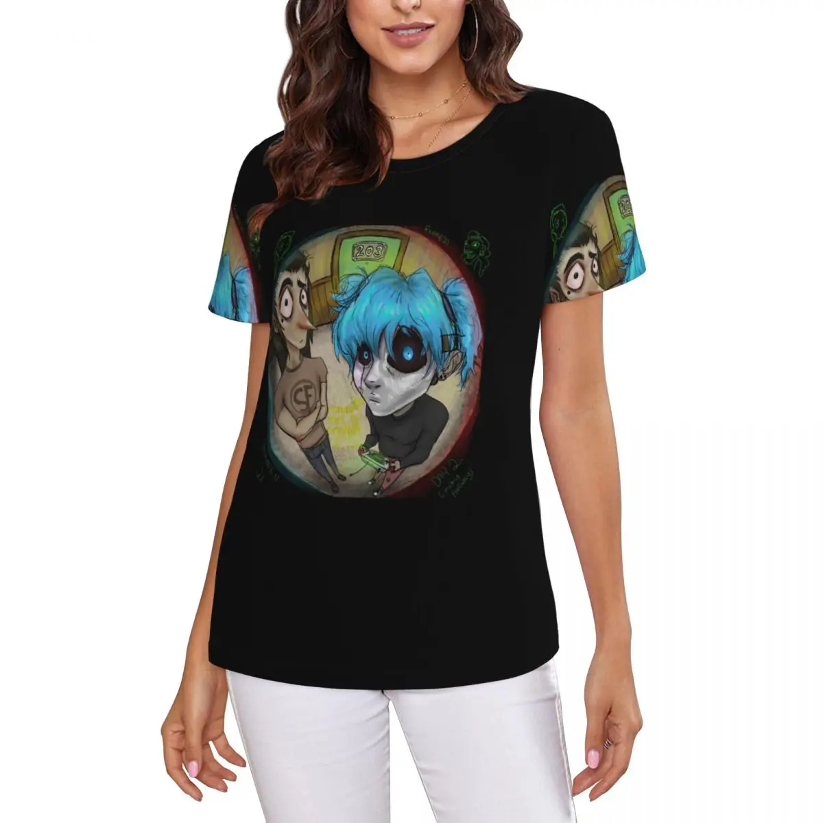 Game Sally Face Terror Adventure T-Shirt Women Short Sleeve T Shirts O-Neck Clothing Cotton Summer Tees Streetwear