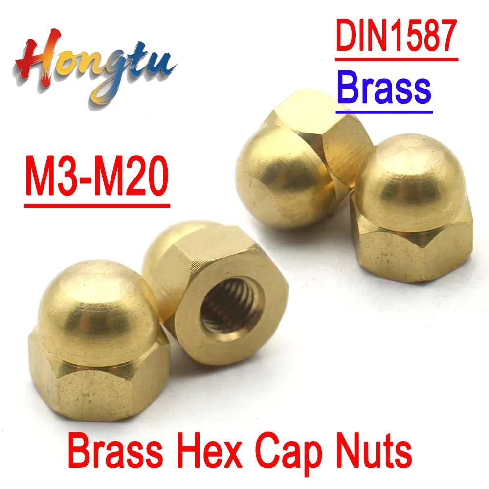 

1-20pcs Brass Acorn Nuts (M3-M20) - DIN1587 Semicircle Cover, Decorative Dome Head, Protection Cap Nuts