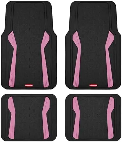 

Premium Rubber Car Floor Mats with Aluminum Inserts - Trim-to-Fit, Anti-Slip, All-Weather Protection - Pink