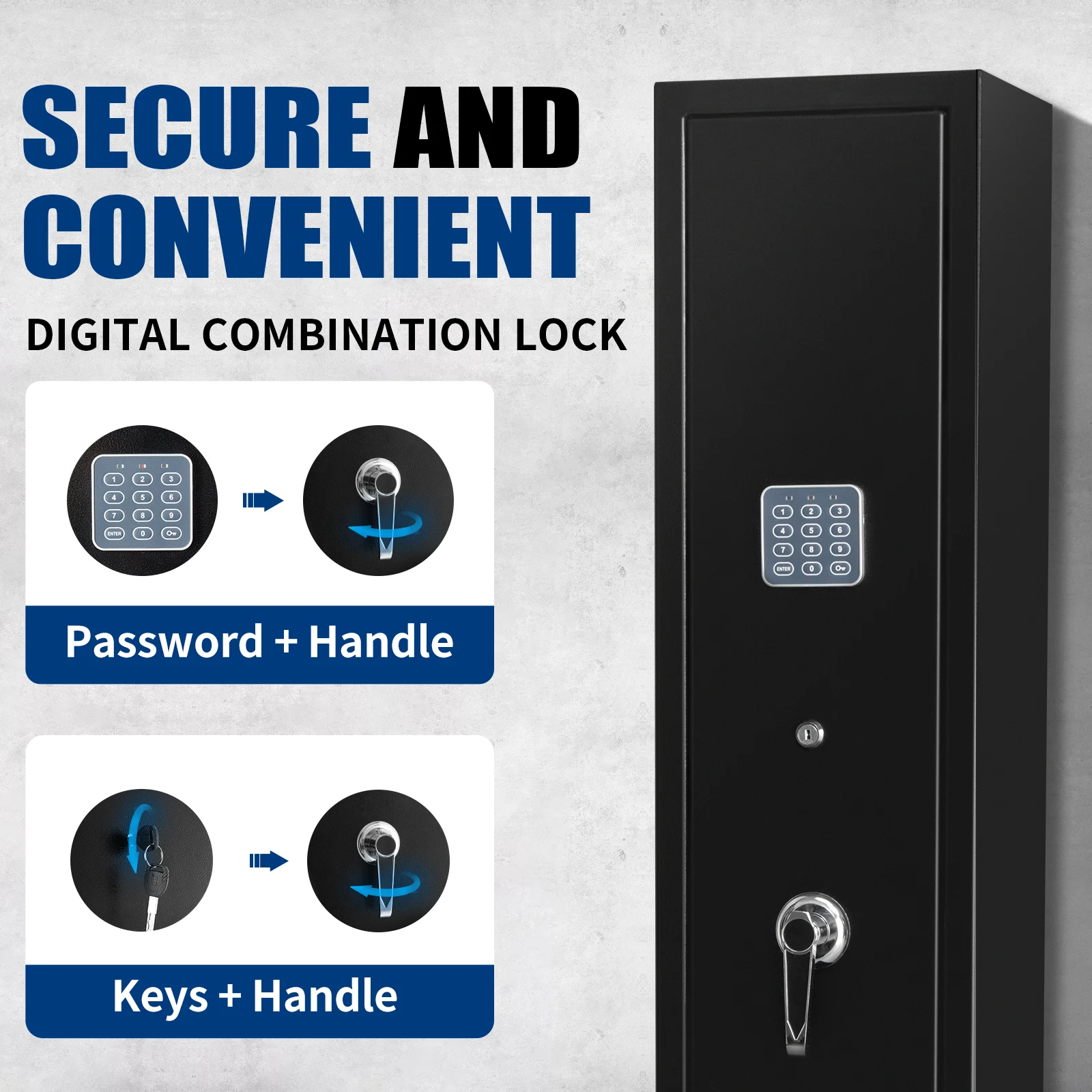 BlackSmith Rifle Gun Safe for Home Rifle Pistols Quick Access Long Gun Safe for Rifles Shotguns 3 Rifle Gun Safe Gun Cabinet