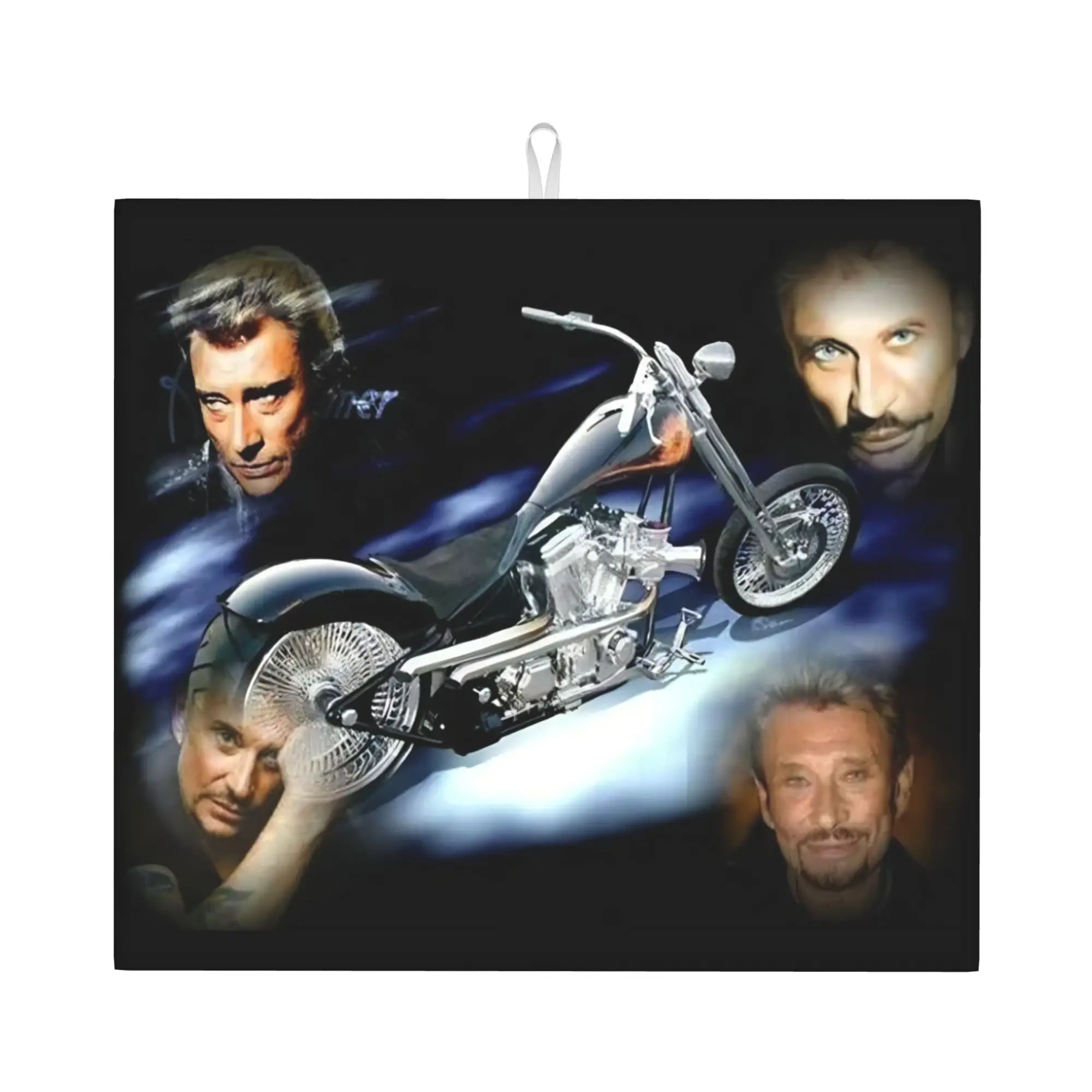 Drying Mat For Kitchen Johnny Hallyday French Rock Singer Barware Tableware Oil Proof Reusable  Washable Kitchen Sink Drying Pad